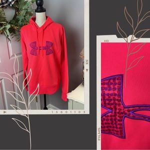 Under Armour Fleece Fluorescent Pink & Purple Hoodie with Kangaroo Front Pocket